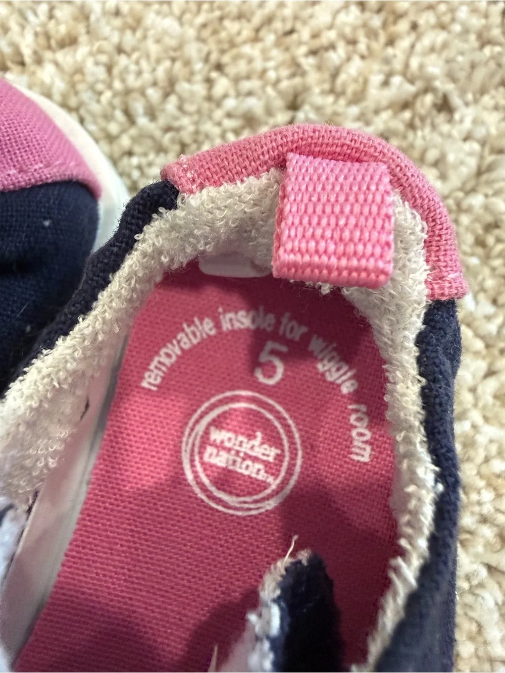 wonder nation Navy and Pink Canvas Lace-Up Kids Sneakers